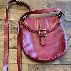 Fossil red leather cross body bag